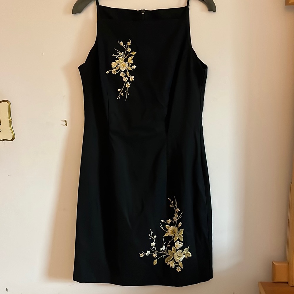 Gold Embellished Black Dress